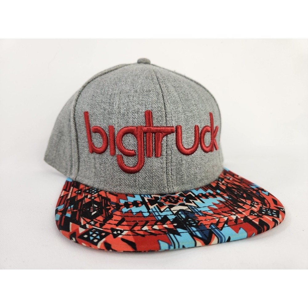 Big Truck Trucker Hat Mesh Snapback Gray Aztec Bill Design Lake Tahoe Red Orange